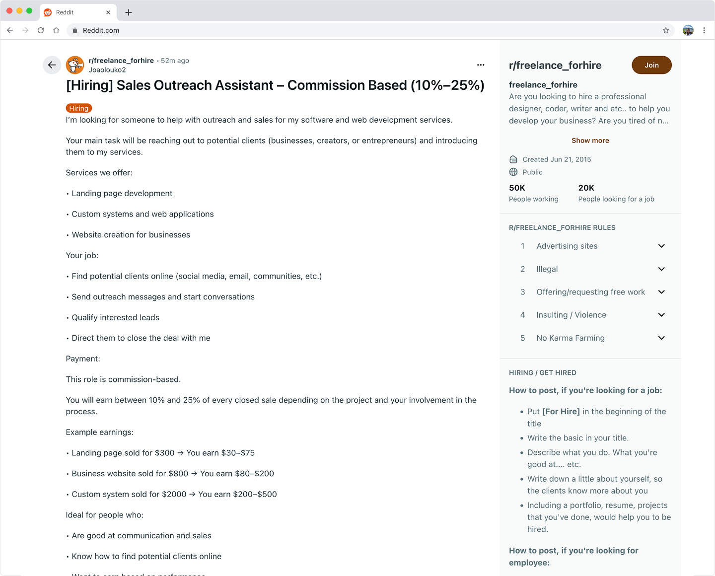 Example job match card showing AI match score, summary, and skill tags